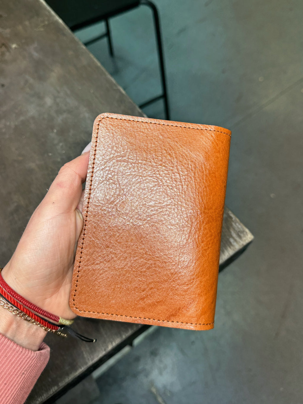 Passport cover with a brass knuckles in brown image 2